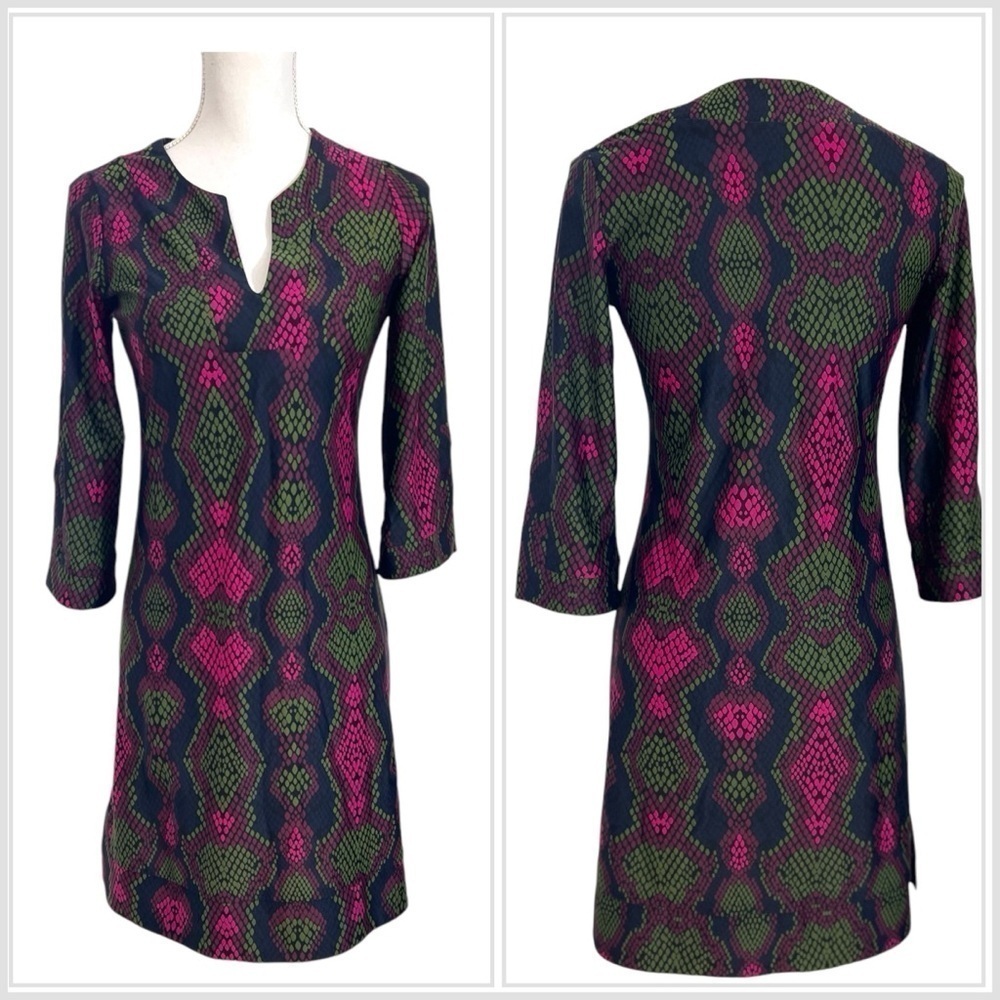 Jude Connally Dress XS Snakeskin Print Stretch Jersey Jude Cloth Dress